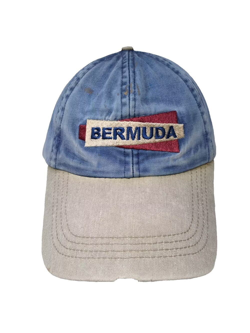 J Hats Bermuda Patch Baseball Cap Blue OS Adjustable Two Tone Strapback Hat